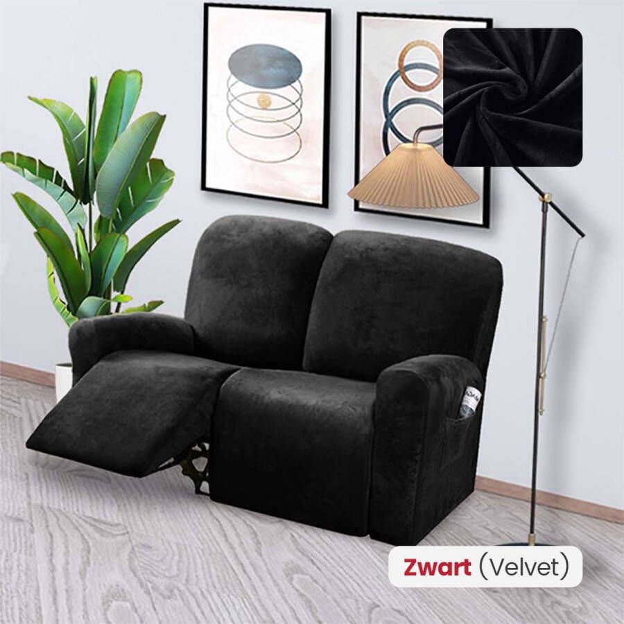 BankhoesDiscounter Velvet Recliner Fauteuil Hoes – Relaxzetel – Relax Sofa Hoes – Bankbeschermer – Zetel Hoes Sofa Cover M2 (122-165cm) Zwart - Foto 2