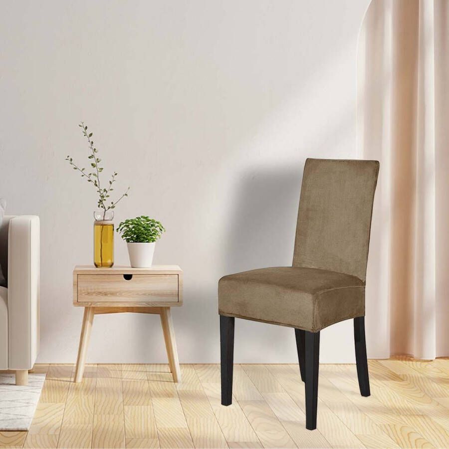 BankhoesDiscounter Velvet Stoelhoes – Eetkamer Stoelhoezen – Zetelhoes Hoezen voor Eetkamerstoelen – Stoelbeschermers Stoelhoezen Stretch Camel - Foto 2