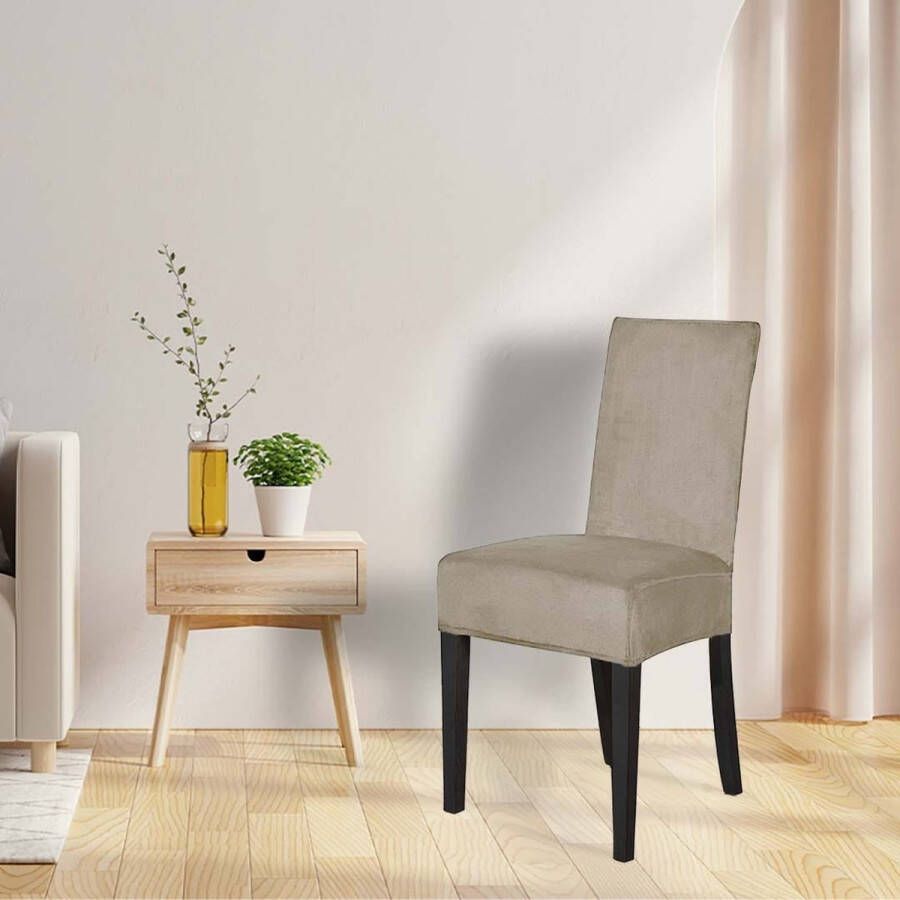 BankhoesDiscounter Velvet Stoelhoes – Eetkamer Stoelhoezen – Zetelhoes Hoezen voor Eetkamerstoelen – Stoelbeschermers Stoelhoezen Stretch Champagne - Foto 2