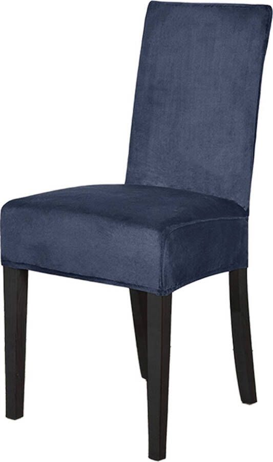 BankhoesDiscounter Velvet Stoelhoes Maat L Donkerblauw Hoes voor uw Eetkamer stoelen Stoelhoezen eetkamerstoelen