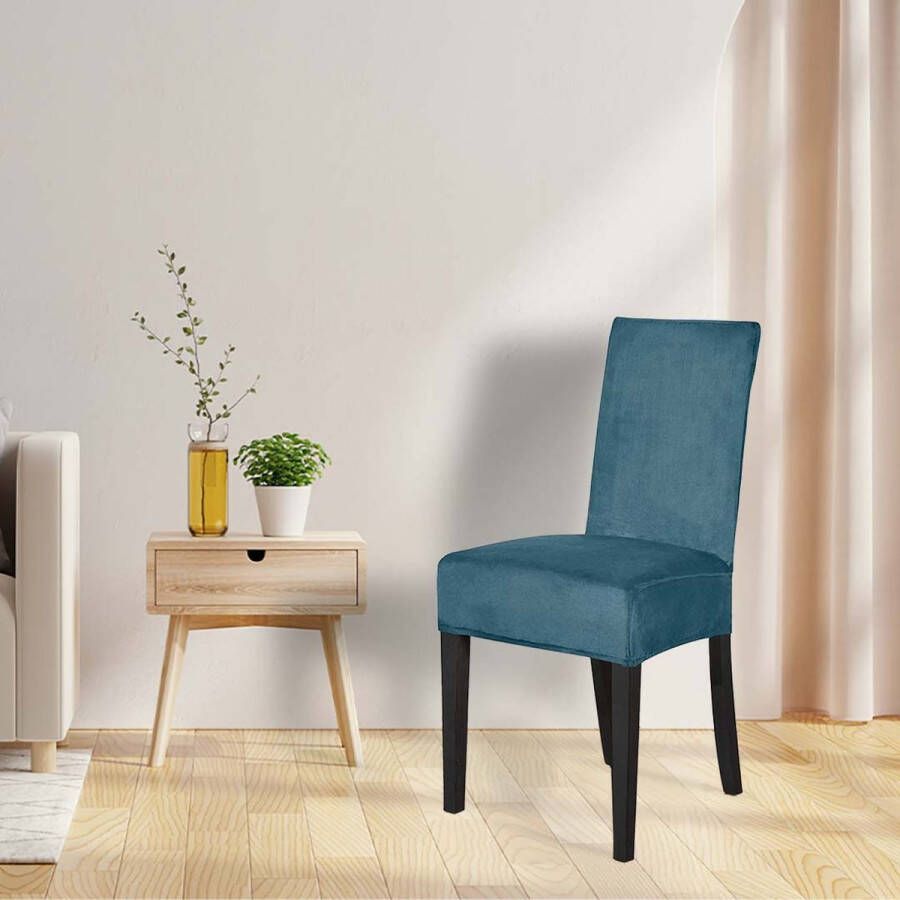 BankhoesDiscounter Velvet Stoelhoes – Eetkamer Stoelhoezen – Zetelhoes Hoezen voor Eetkamerstoelen – Stoelbeschermers Stoelhoezen Stretch Zeeblauw - Foto 2