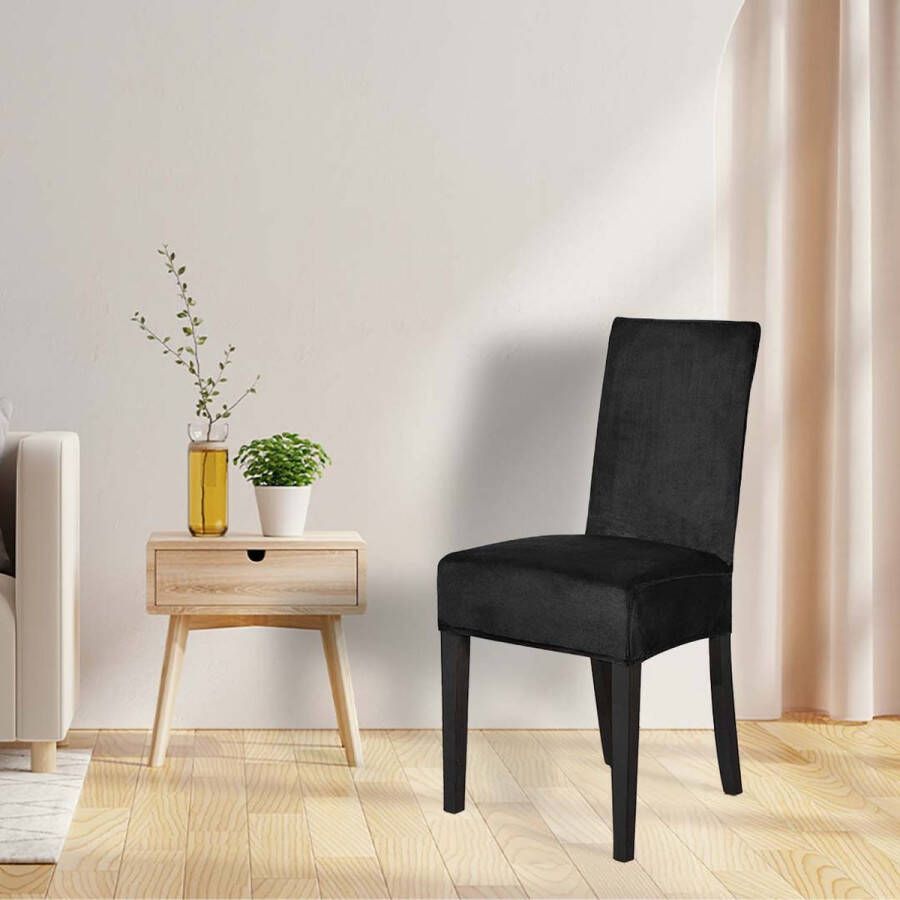 BankhoesDiscounter Velvet Stoelhoes – Eetkamer Stoelhoezen – Zetelhoes Hoezen voor Eetkamerstoelen – Stoelbeschermers Stoelhoezen Stretch Zwart - Foto 2