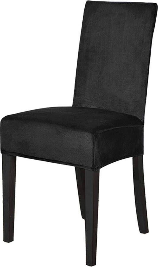 BankhoesDiscounter Velvet Stoelhoes Maat L Zwart Hoes voor eetkamer stoelen Stoelhoezen eetkamerstoelen