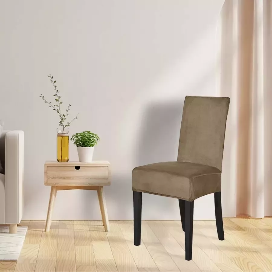 BankhoesDiscounter Velvet Stoelhoes Maat M Camel Hoes voor uw eetkamer stoelen