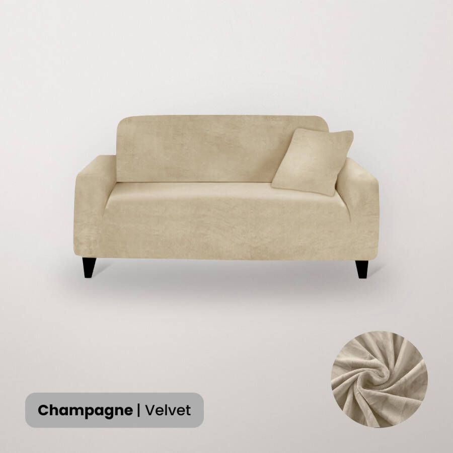 BankhoesDiscounter Velvet Voorgevormde Bankhoes – M1 (80-130cm) – Champagne – Sofa Cover – Bankbeschermer – Bankhoes Stretch