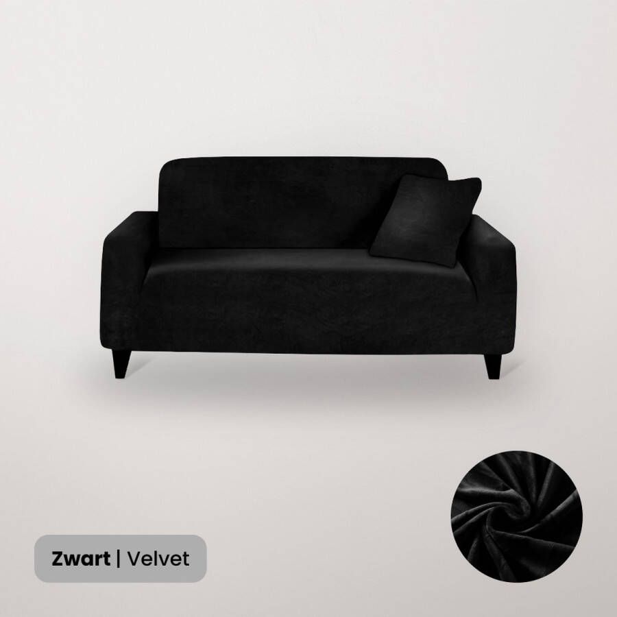 BankhoesDiscounter Velvet Voorgevormde Bankhoes – M1 (80-130cm) – Zwart – Sofa Cover – Bankbeschermer – Bankhoes Stretch