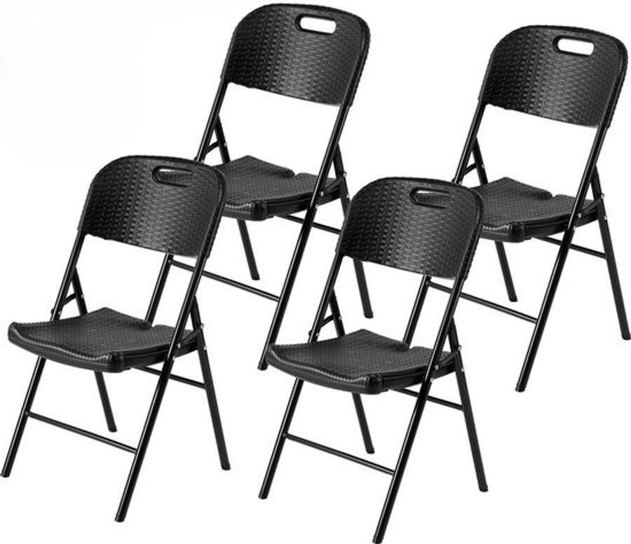 Bardi 4 Delige Klapstoelenset – Vouwstoelenset Zware Kwaliteit Weersbestending 47 x 54 x 87 cm. – Rotan - Foto 2