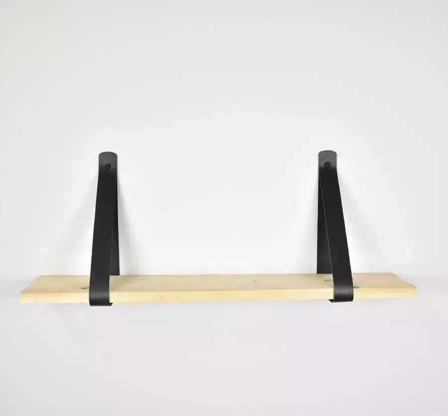 Barnwoodweb Wandplank Nieuw Steigerhout met Lederen Zwarte Plankdragers 100 cm plank Boekenplank met Leren Riemen