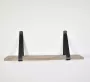 Barnwoodweb Wandplank Oud Steigerhout met Lederen Zwarte Plankdragers 150 cm plank Boekenplank met Leren Riemen - Thumbnail 1