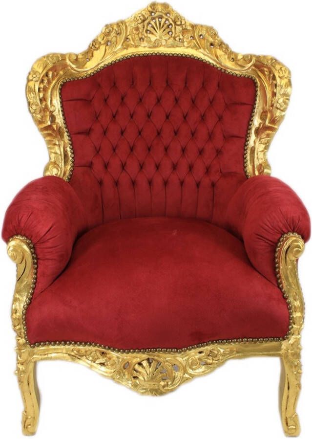 BarokWorld Barok Fauteuil Goud Bordeaux [Baroque] [Bladgoud] [Stoel] [Eethoek] [Woonkamer] [Zithoek] [Luxe] [Interieur]