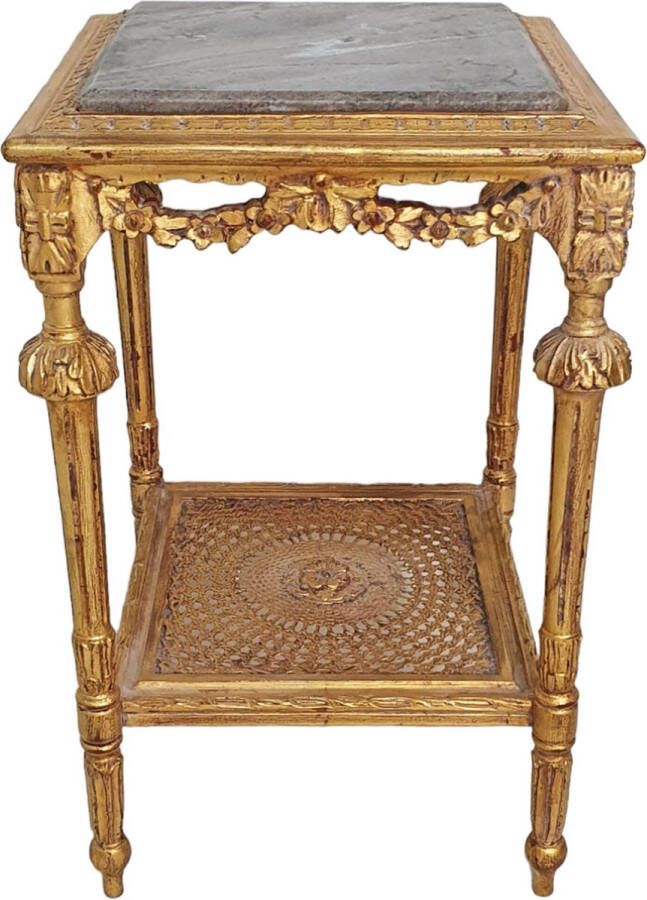 BarokWorld Luxe Bijzettafel Gouden Antiek-Look met Marmer Blad – Een Tijdloos Pronkstuk voor Jouw Interieur