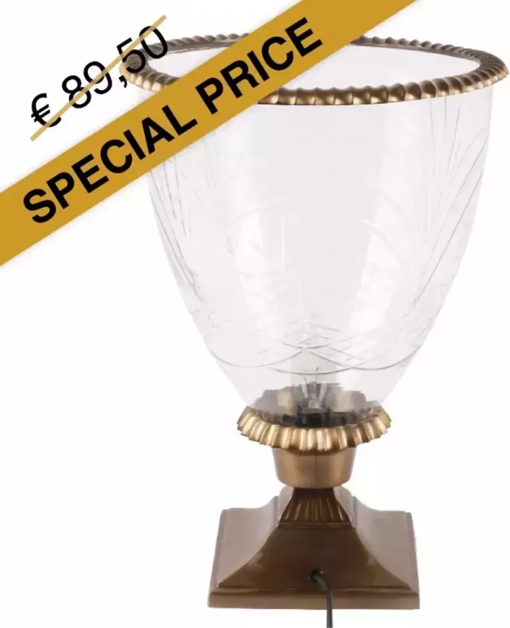 Baroque Lampenvoet Lamp 38 cm 38x22x22 Brass+glass