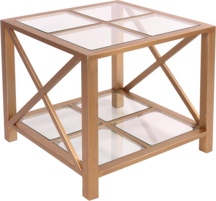 Baroque Tafel bijzet Santiago vierkant goud 55x60x60 Steel+glass