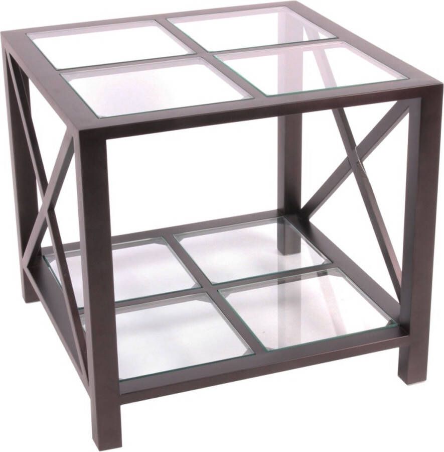 Baroque Tafel bijzet Santiago vierkant zwart 55x60x60 Steel+glass