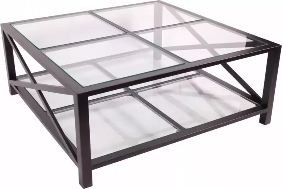 Baroque Tafel salon Santiago vierkant zwart 40x100x100 Steel+glass