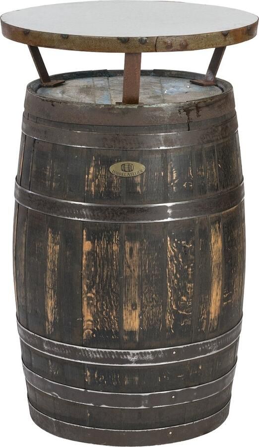 BarrelAtelier Whisky Statafel – Gemaakt van Authentiek Schots Whiskyvat – Ø67 cm x 120 cm hoog – Met Stalen Blad – Bartafel Duurzaam - Foto 2