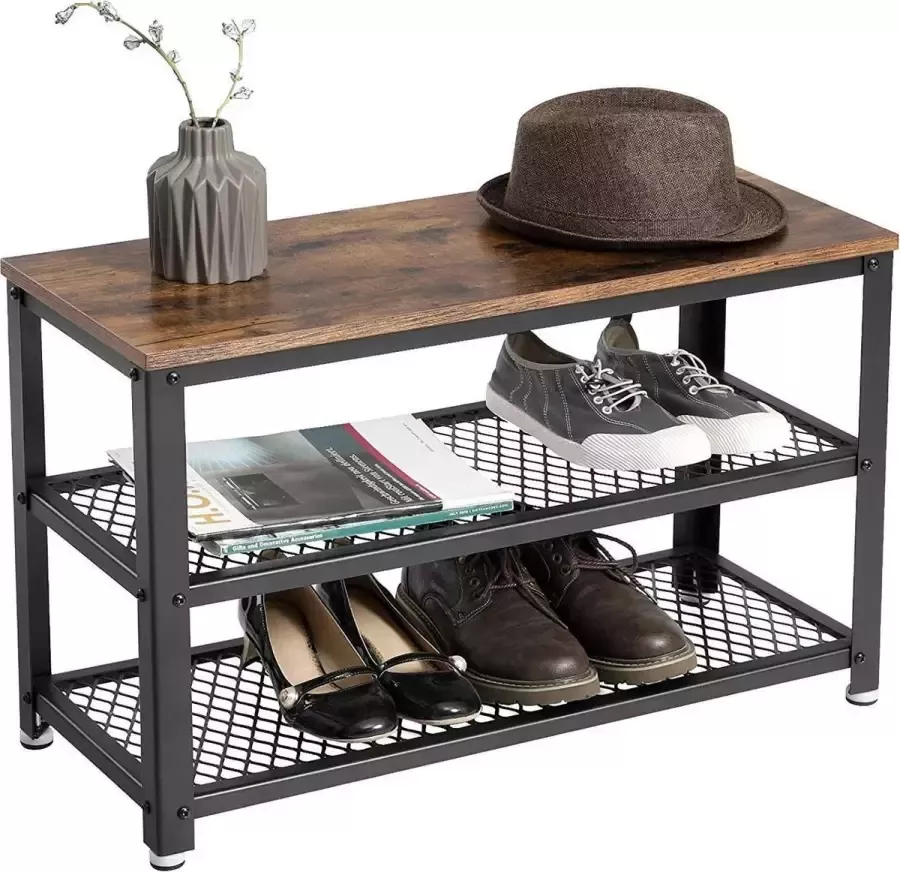 Basco Products Schoenenrek – Schoenenkast – Schoenen – Kast – Rek Zwart – Metaal Industrieel – Vintage – Halkast – Entree – Voor Huis – Slaapkamer Basco Producten