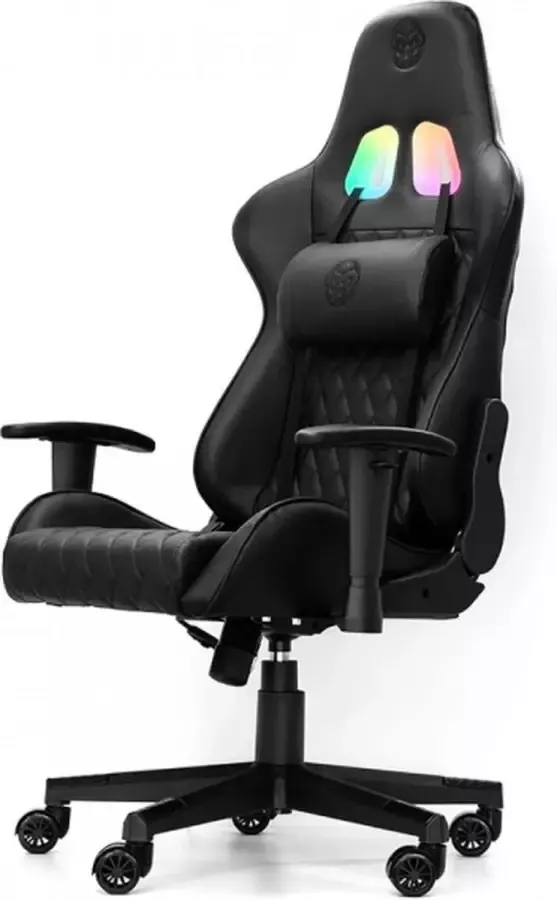 BaseCore Gaming Stoel Moderne Bureaustoel met RGB LED Gaming Chair Pro Uitvoering Zwart