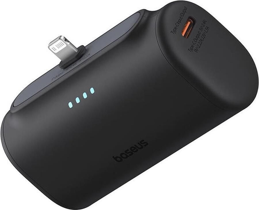 Baseus 5.000 mAh Powerbank Zwart Opvouwbare Apple Lightning Connector Met USB-C Poort Compact & Fast Charge Power Delivery 20W - Foto 2