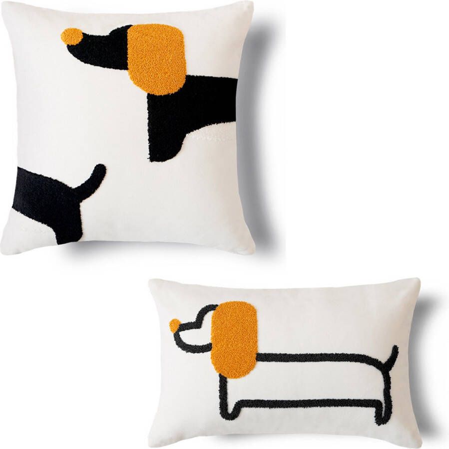 Baseus Cartoon hond patroon Kussenslopen Set 2 stuks Wit 45cm x 45cm 30cm x 50cm decoratieve kussens geometrie zitkussen sofakussen sierkussen voor bank slaapkamer