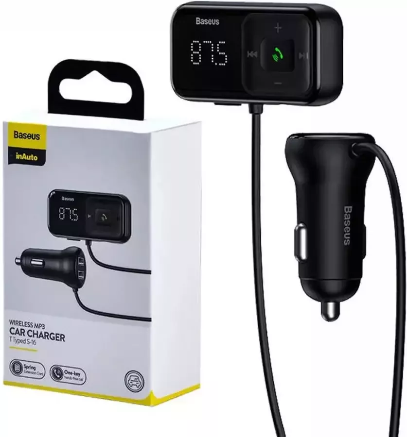 Baseus Dubbele USB Poort Autolader en Bluetooth FM Muziek Transmitter