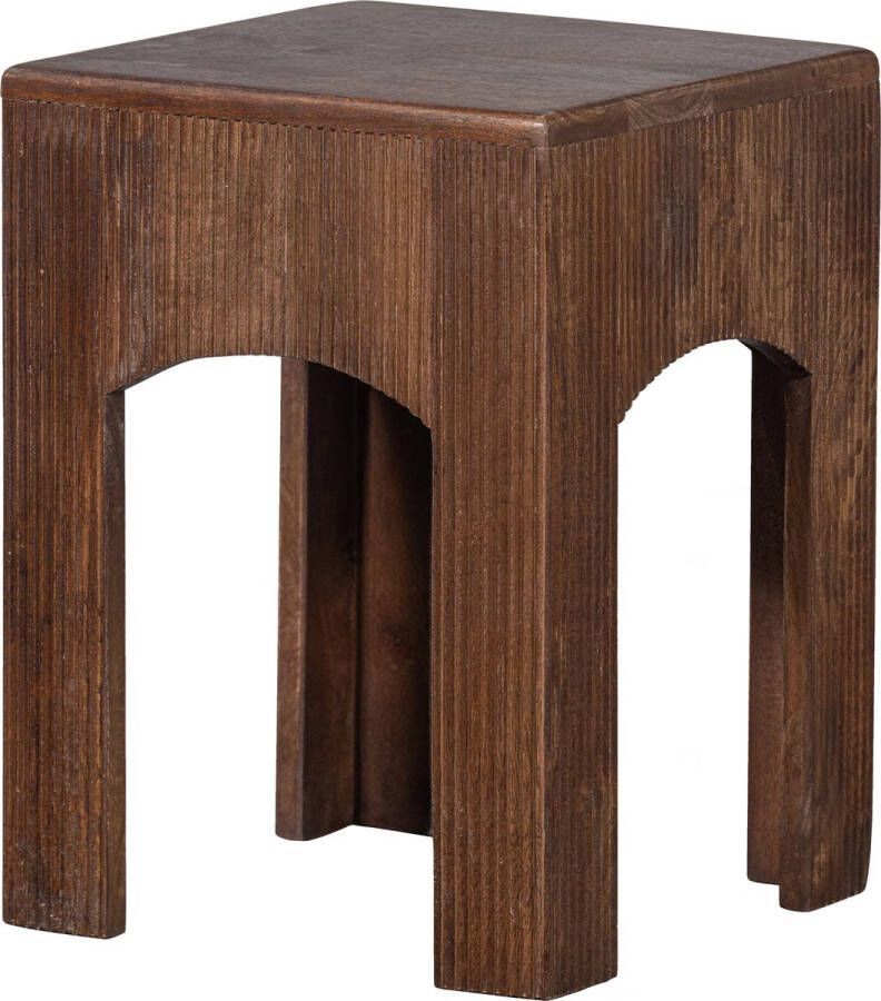 BASICLABEL Bijzettafel Vlas Mangohout Walnoot 41x30x30