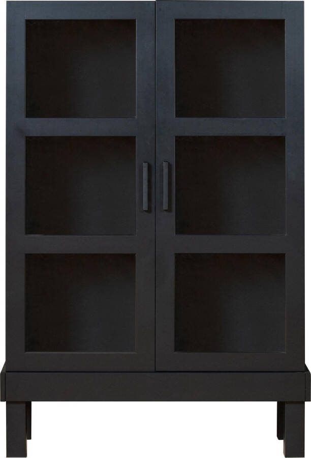 WOOOD Basiclabel Bonk Vitrinekast Grenen Zwart 160x103x37