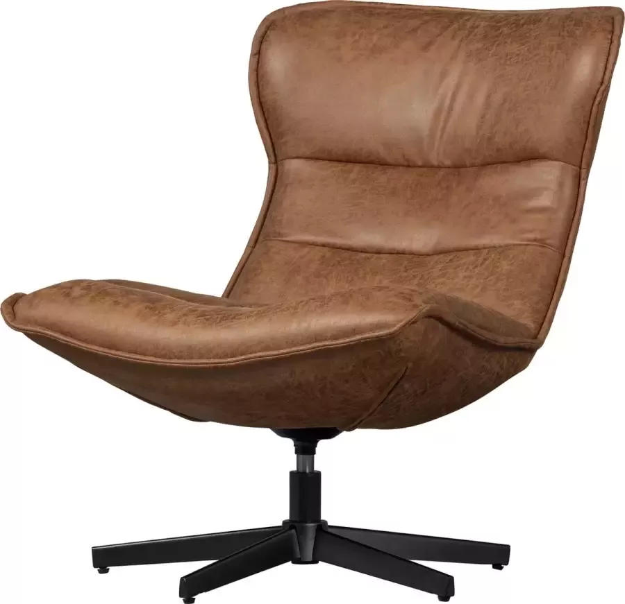 Basiclabel Warp Draaifauteuil Leerlook Cognac 92x81x92 - Foto 1