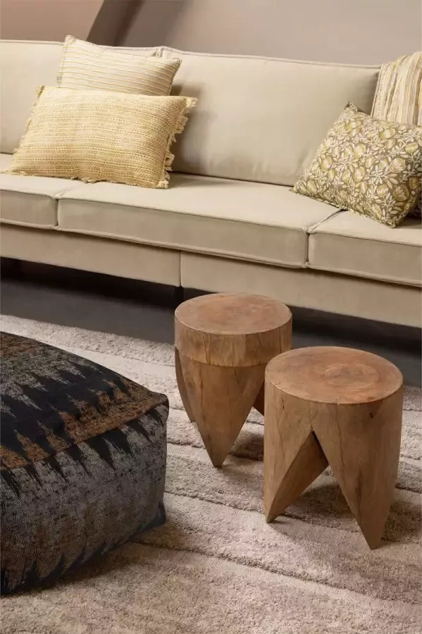 WOOOD Basiclabel Kras Poef Katoen Zwart Naturel 25x60x60 - Foto 2