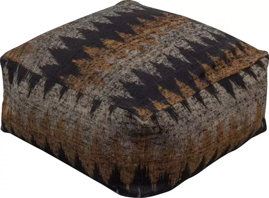 WOOOD Basiclabel Kras Poef Katoen Zwart Naturel 25x60x60