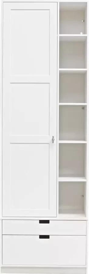 BASICLABEL Skik Garderobekast Box Links + Ladeset Pals Grenen Wit 231x74x62