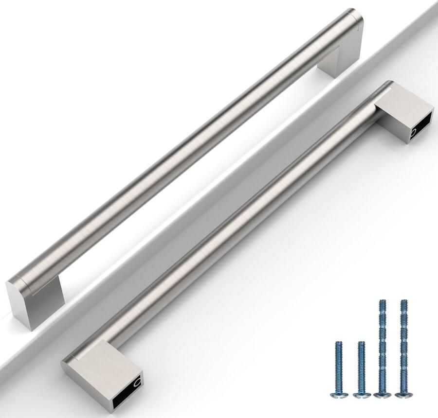 Bastix 10 stuks kastgrepen geborsteld nikkel gatafstand 192 mm handgrepen voor keukenkasten roestvrij staal meubelgrepen keukenkast kastdeurgrepen EU0030