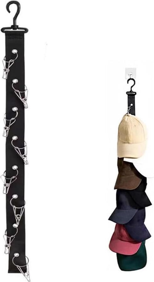 Bastix 2 stuks Cap Rack Baseball Caps Houder Kastmutsrek Deurhoed Rekken Draagbare Hoed Organizer Kleerhanger Cap Houder Honkbalpetten Organizer Voor Hoeden Sokken Stropdassen
