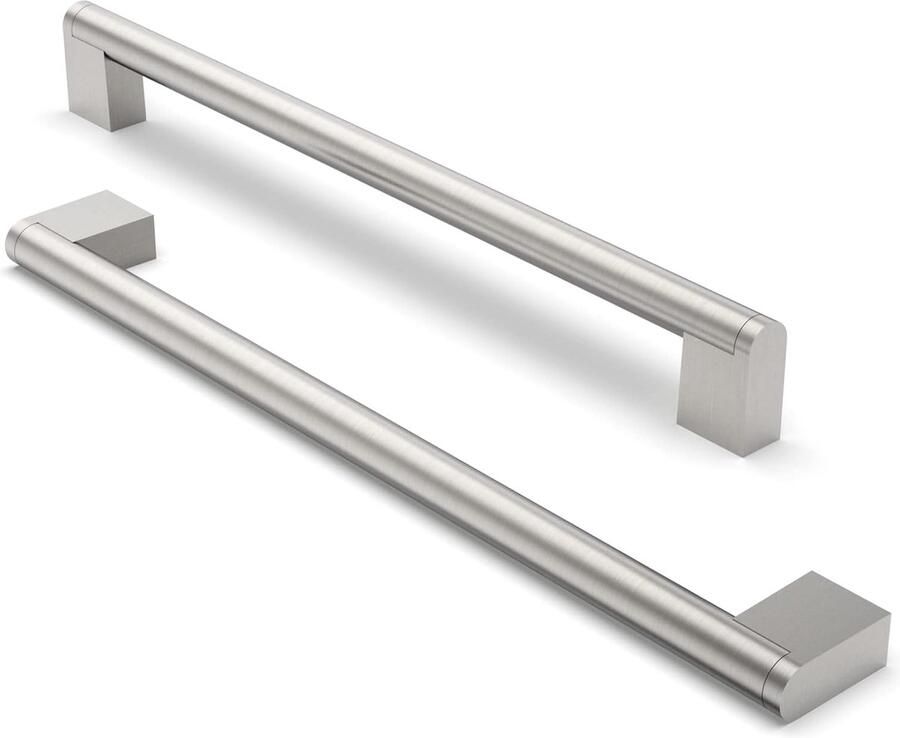Bastix 5 stuks meubelgrepen 256 mm boorgatafstand roestvrij staal meubelgrepen kastgrepen keuken kastgreep gebruikt voor deurgreep van badkamerdeur kledingkast (geborsteld satijnnikkel)