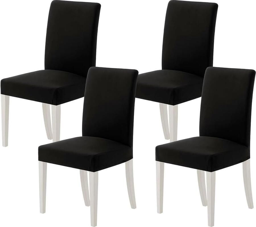 Bastix BalladHome Stoelhoezen set van 4 stretch stoelhoezen afneembaar en wasbaar voor bureaustoel overtrek keuken woonkamer banket familie feest zwart