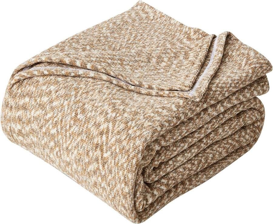Bastix Bankdekens om op te zitten warme sprei voor herfst en winter decoratieve chenilledeken voor bed gezellige sprei voor Kerstmis 229 x 229 cm bruin