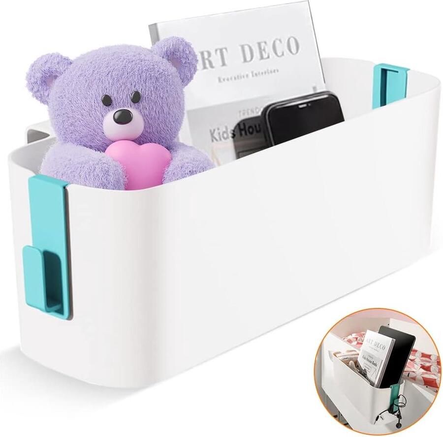 Bastix Bedorganizer om op te hangen hangbed organizer opbergmand met 2 afneembare haken robuust nachtkastje caddy om op te hangen voor magazijn speelgoed mobiele telefoon (groen)