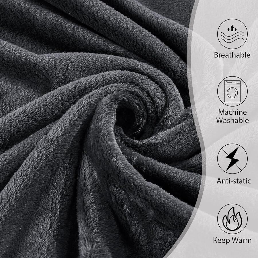 Bastix deken 125 x 150 cm warme knuffeldeken voor de winter superzachte woon- en knuffeldeken voor bank donkergrijs