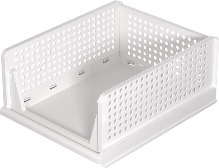 Bastix Garderobeorganisatorsysteem. Set van 4 kledingkastorganizers voor kleding. Stapelbare kastorganizers. Organizerdozen besparen ruimte. (L-43 x 33 x 18 5)