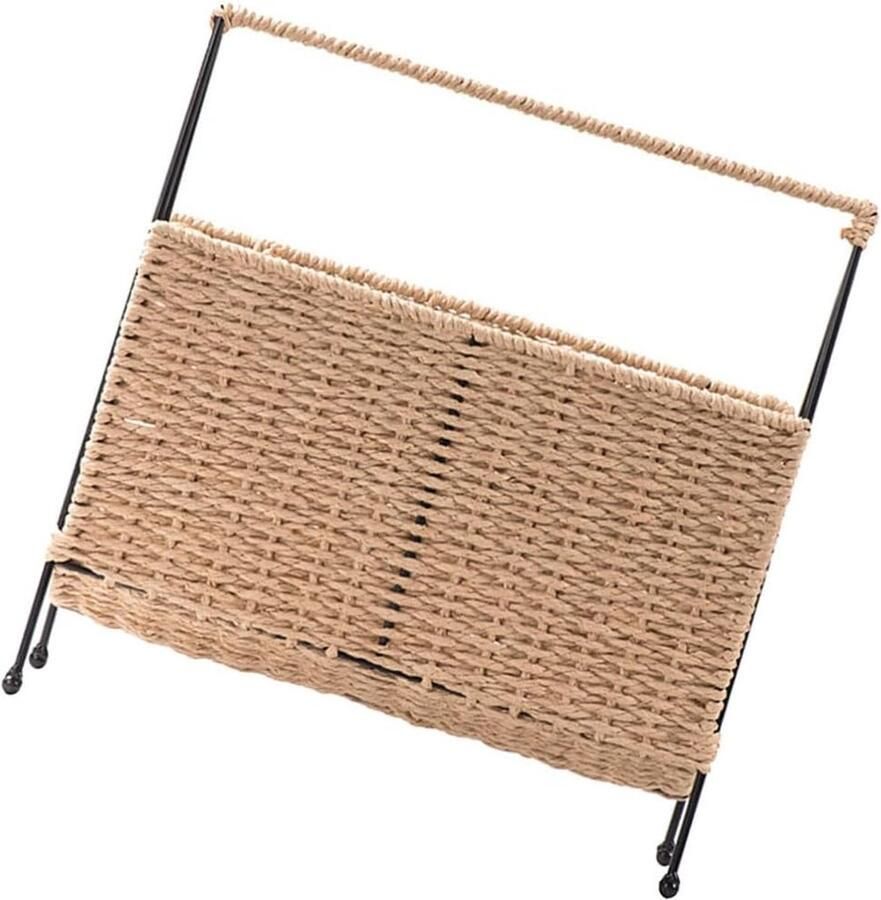 Bastix Gevlochten tijdschriftenmand staande krantenstandaard decoratieve opbergmand voor de boerderij boekenmand krantenhouder voor op het bureau