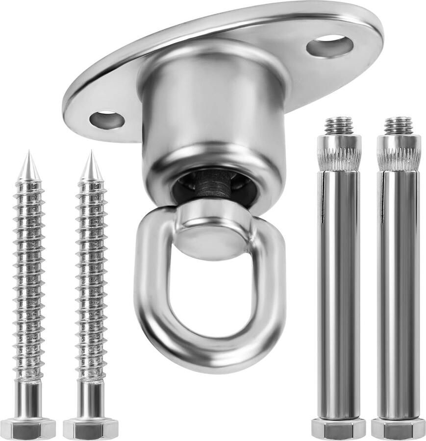 Bastix Heavy duty schommelbevestiging met kogellagers 360 graden draaibare roestvrij staal zware belasting plafondhaak met schroeven 540 kg draagvermogen bevestiging voor hangstoel