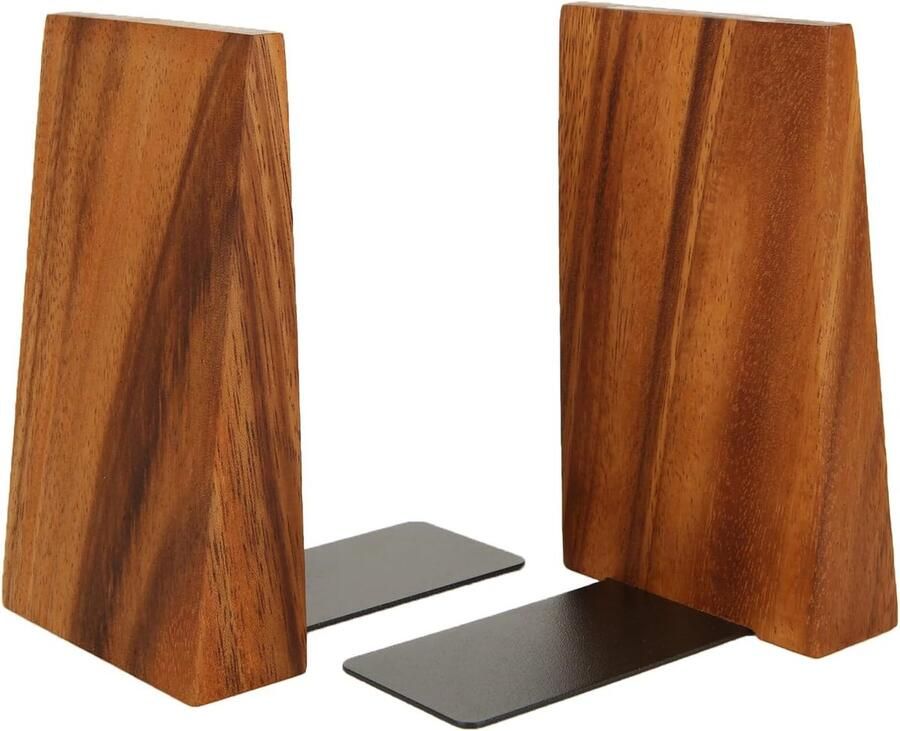 Bastix Houten boekensteunen (paar met doos) 9 5 x 15 3 cm bureau verdikte boekenplank van massief hout boekensteunen