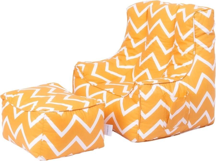 Bastix Kinderzitzak met voetenbank Kinderspeelveilig Zachte zitting Speelkamerbank Ergonomisch ontworpen peuterstoel Comfortabel kindermeubilair (zigzag)