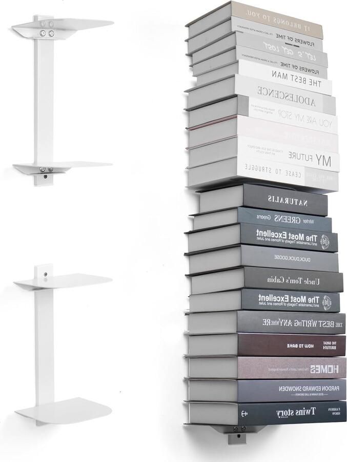 Bastix Onzichtbare boekenplank wit set van 4 zwevende boekenplank wandplanken onzichtbare staande planken metalen eenvoud boekenhouder zwevende boekenplank boekenopslag voor woonkamer kantoor