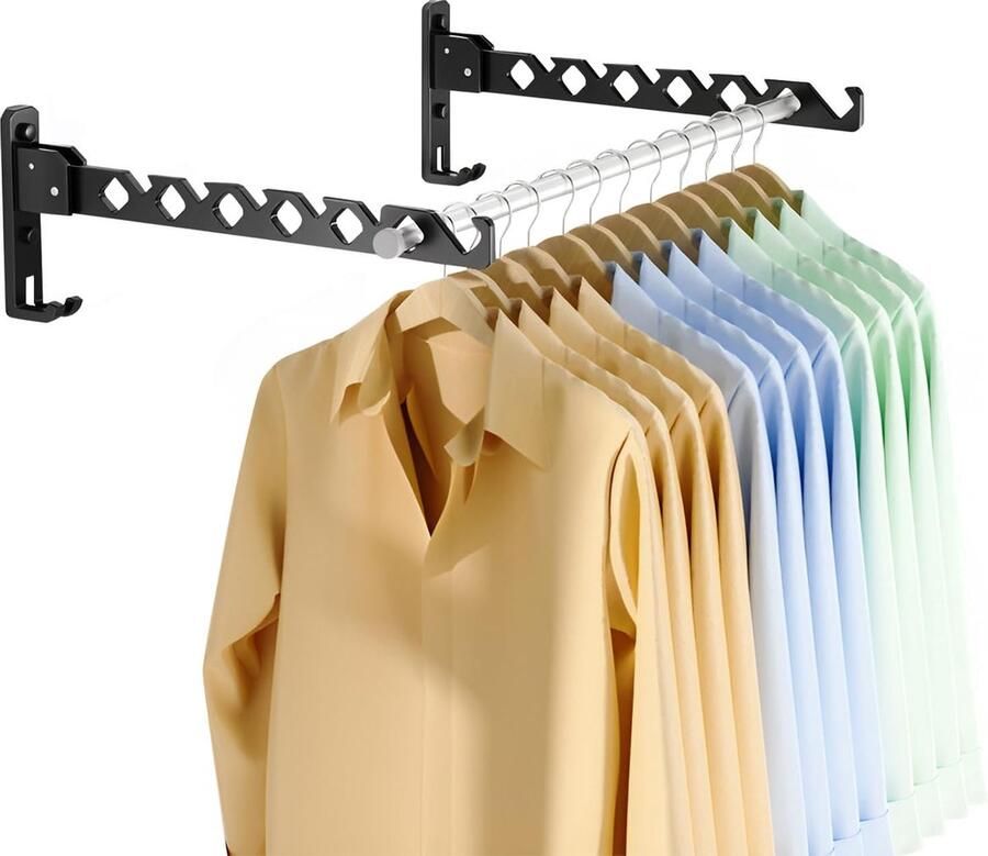 Bastix Set van 2 opvouwbare kledinghaken opvouwbare muurkledinghaken wandkledingroede muurkledingrek opvouwbare kledinghaken opvouwbare muurkledinghaken sterk draagvermogen