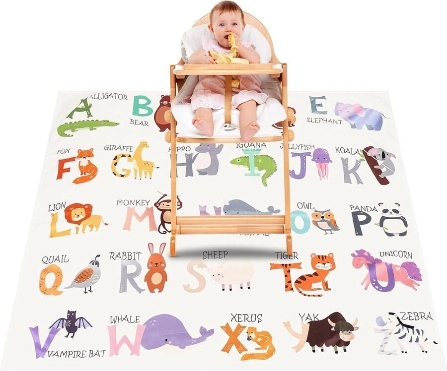 Bastix Speelmat voor baby's opvouwbaar kinderstoel vloermat 130 cm antislip grote onderlegger vloerbescherming voor kinderstoel splat kinderstoel spatmat voor kinderen baby's peuters