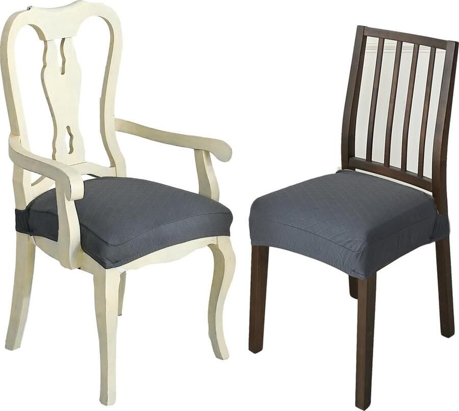 Bastix Stoelhoes voor zitbank set van 4 afwasbaar hoes voor eetkamerstoelen stretch jacquard hoezen voor stoelen grijs