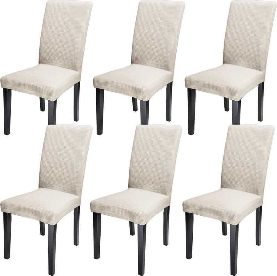 Bastix Stoelhoezen 6 stuks stretch stoelhoezen afneembare wasbare stoelhoes elastische moderne beschermer stoelhoes met elastische band voor eetkamerstoelen hotel kantoor