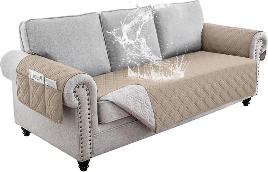 Bastix Waterdichte bankovertrek beschermer omkeerbaar doorgestikt antislip voor kinderen honden