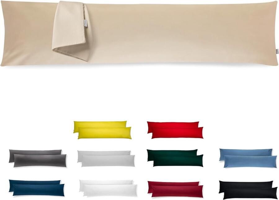 Bastix Zijslaapkussen overtrek 40 x 145 cm microvezel premium set van 2 kussenslopen decoratie voor kussens bed bank stof zacht resistent hypoallergeen anti-mijt hoofdkussensloop verborgen